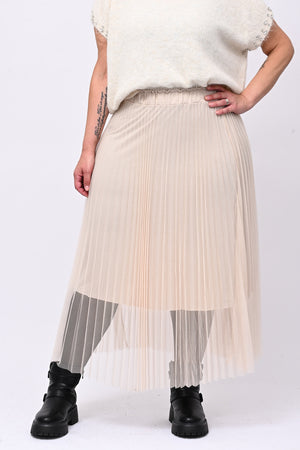 Gonna tulle plisse - Greige