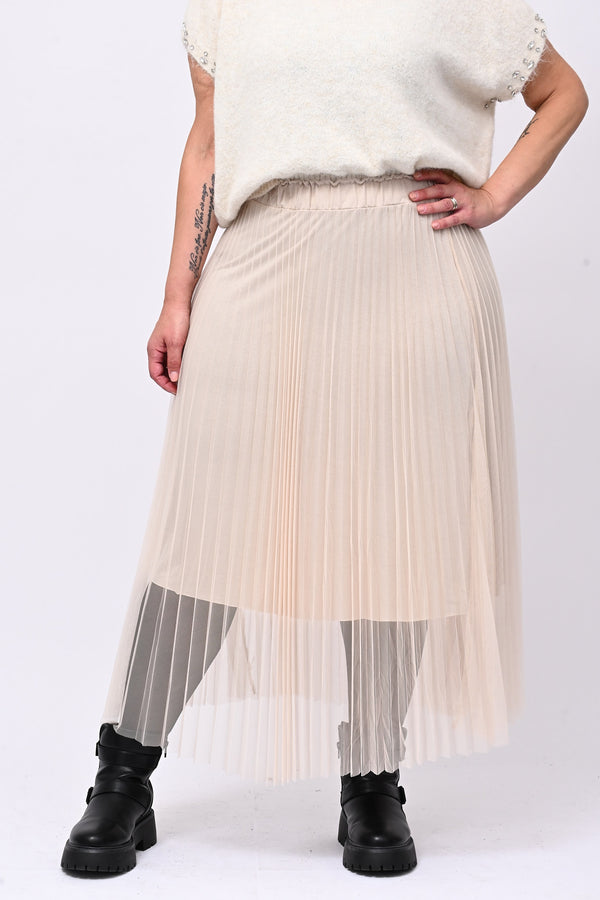 Gonna tulle plisse - Greige
