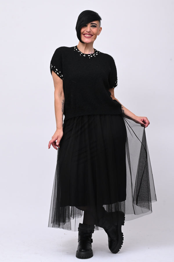 Pull angora strass - Nero
