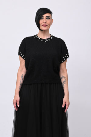 Pull angora strass - Nero