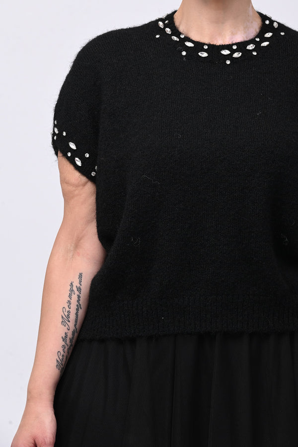 Pull angora strass - Nero