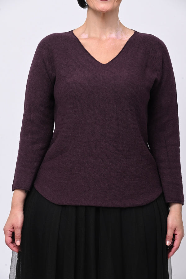 Pull basico scollo V - Melanzana