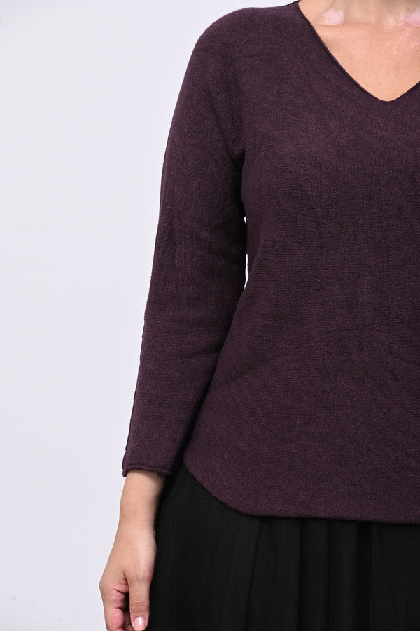 Pull basico scollo V - Melanzana