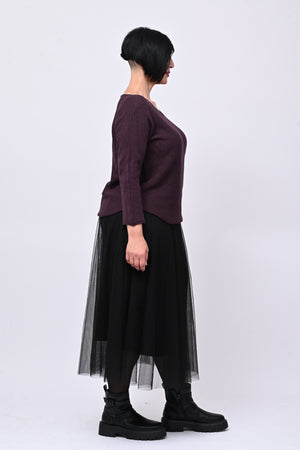 Pull basico scollo V - Melanzana