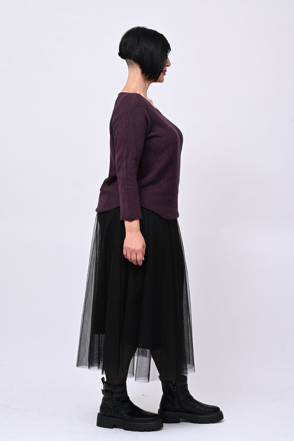 Pull basico scollo V - Melanzana