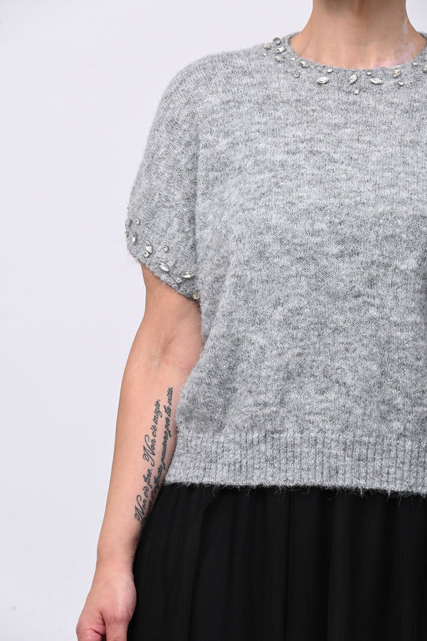 Pull angora strass - Grigio