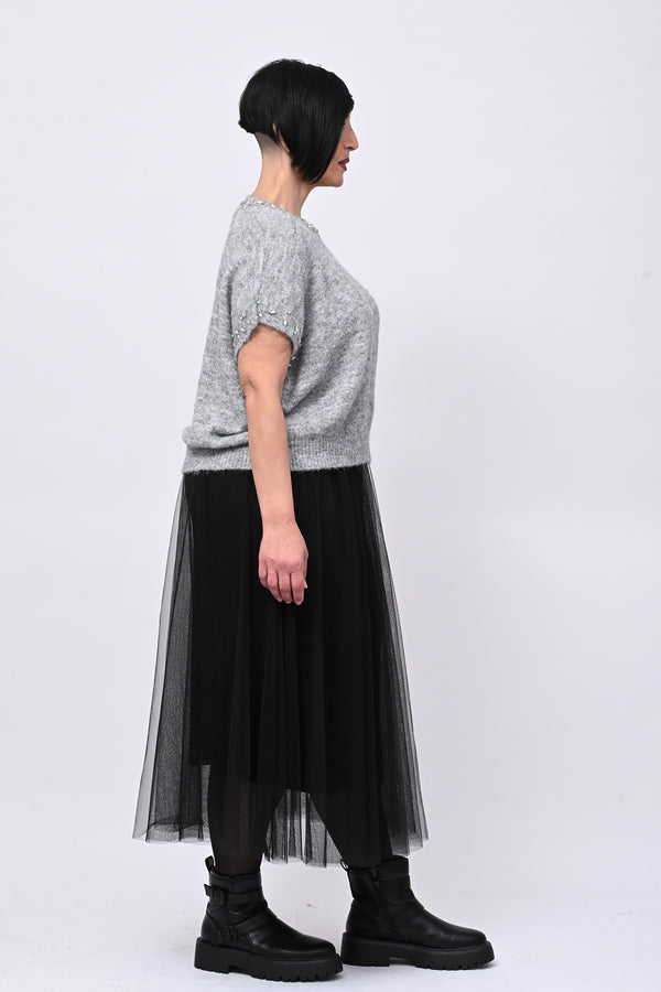 Pull angora strass - Grigio