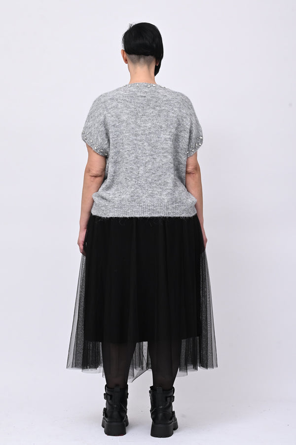 Pull angora strass - Grigio