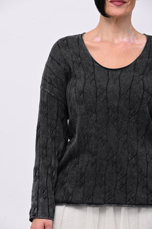 Pull cotone trecce - Grigio piombo