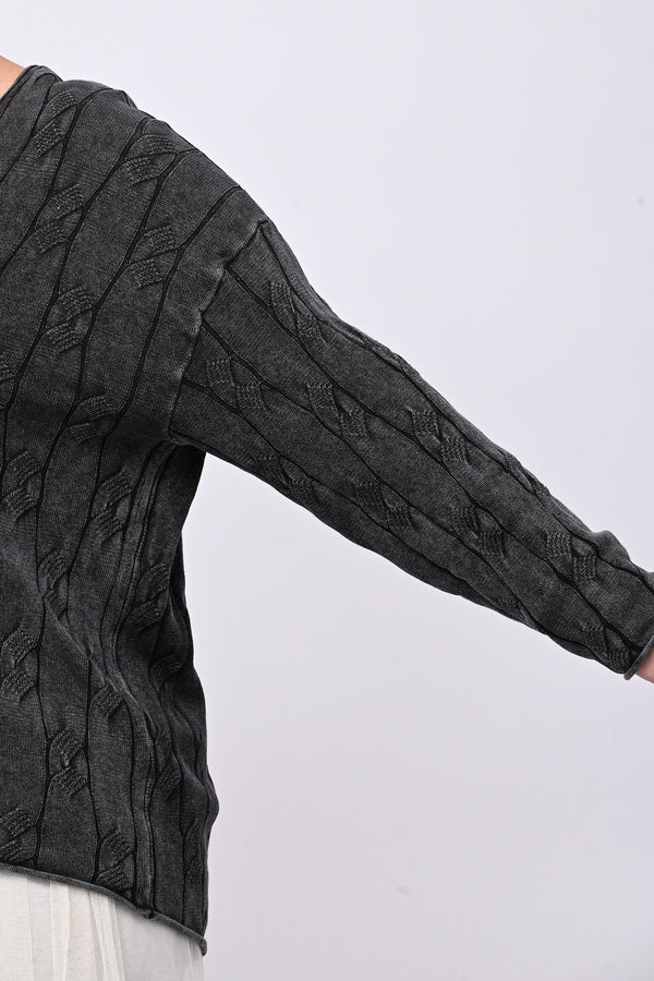 Pull cotone trecce - Grigio piombo