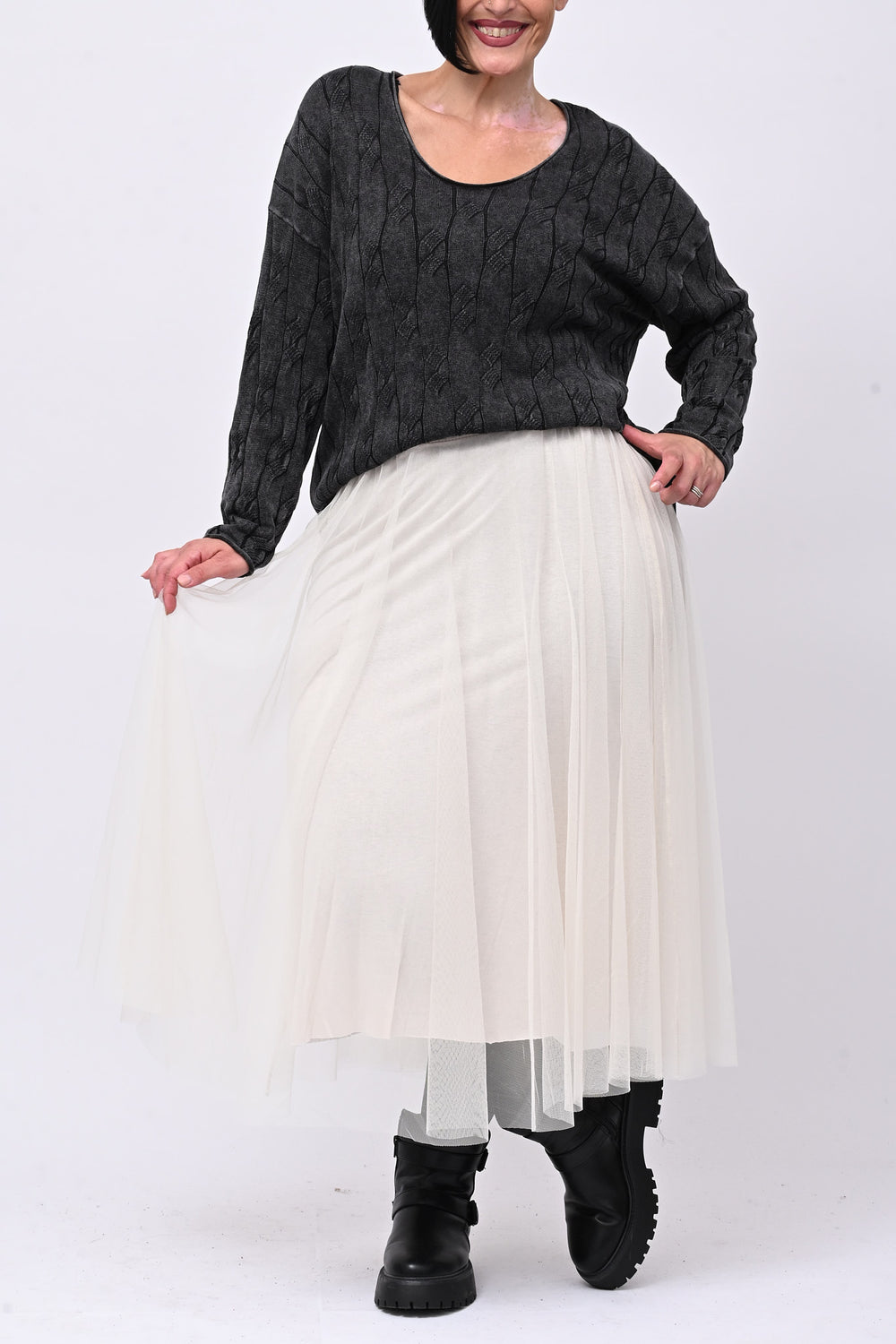 Gonna tulle ruota - Greige