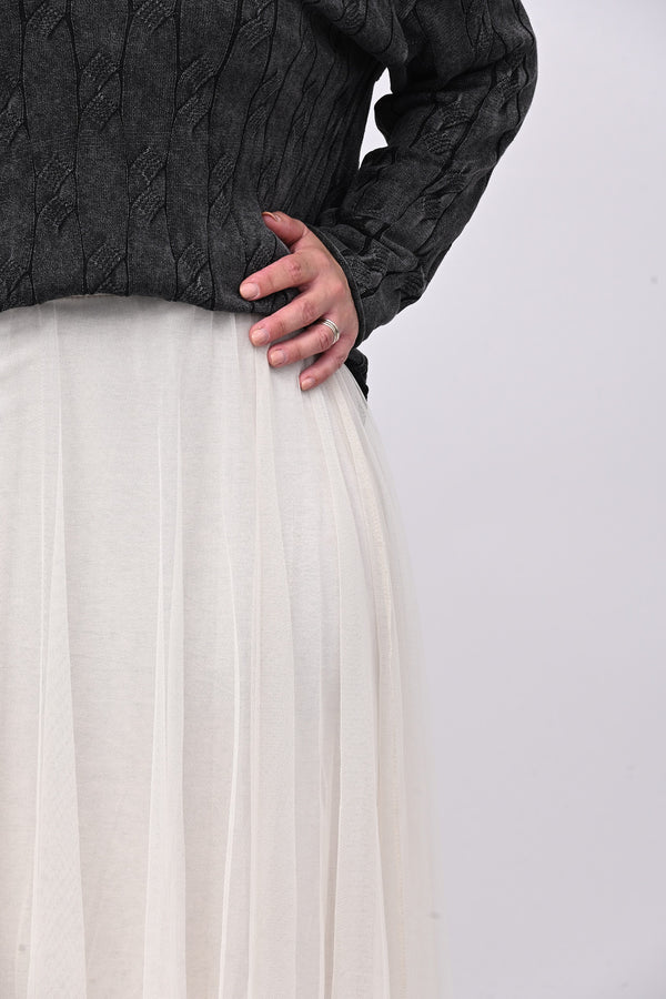 Gonna tulle ruota - Greige