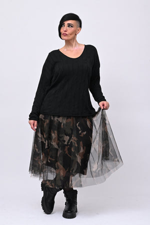 Pull cotone trecce - Nero