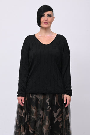 Pull cotone trecce - Nero