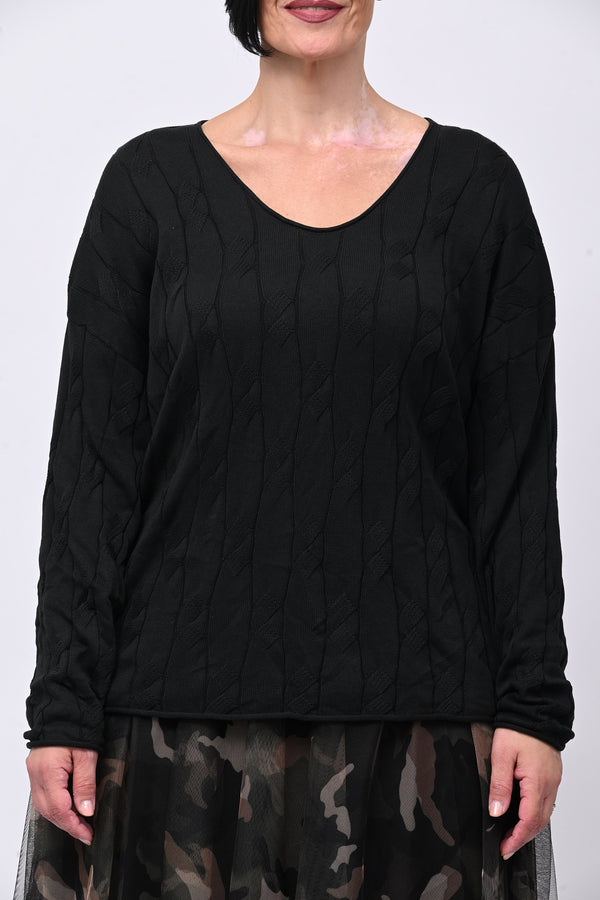 Pull cotone trecce - Nero