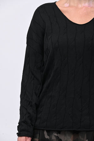 Pull cotone trecce - Nero