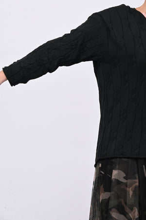 Pull cotone trecce - Nero