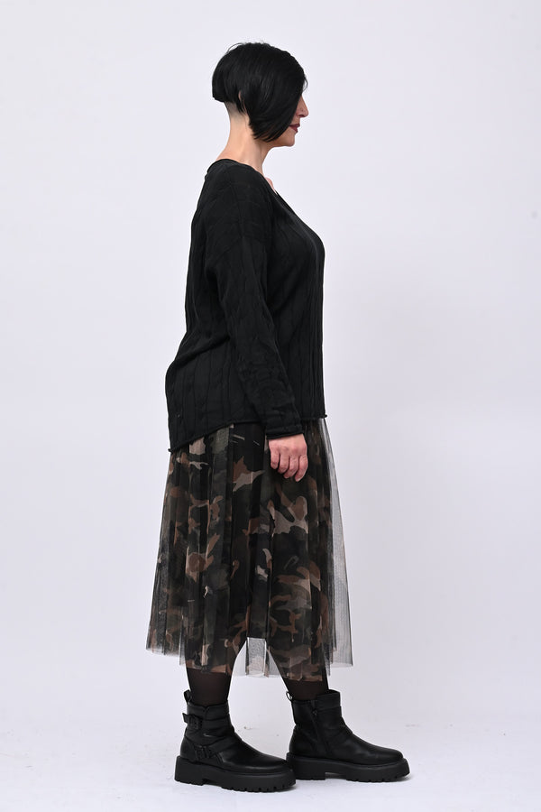 Pull cotone trecce - Nero