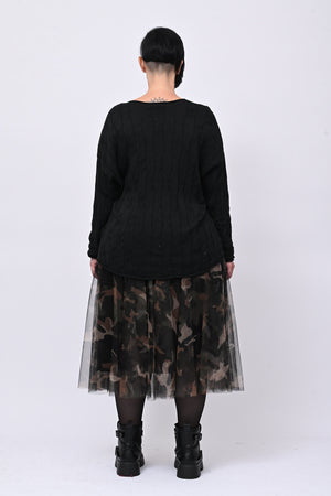Pull cotone trecce - Nero