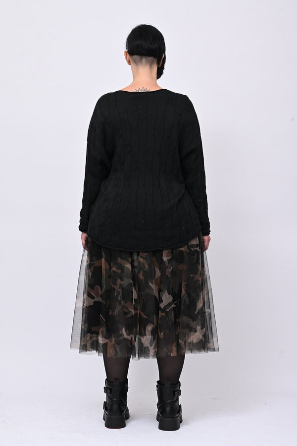 Pull cotone trecce - Nero