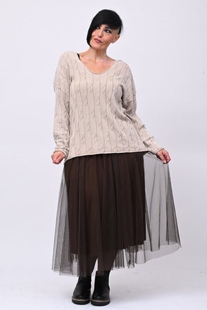 Pull cotone trecce - Greige