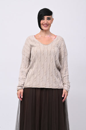 Pull cotone trecce - Greige