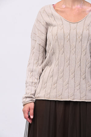 Pull cotone trecce - Greige