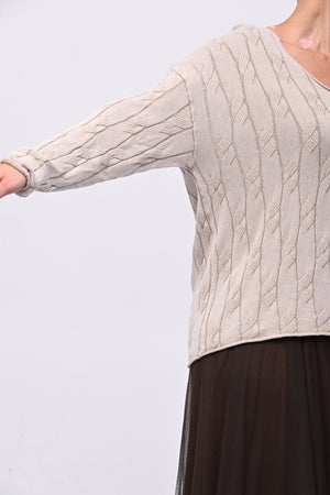 Pull cotone trecce - Greige