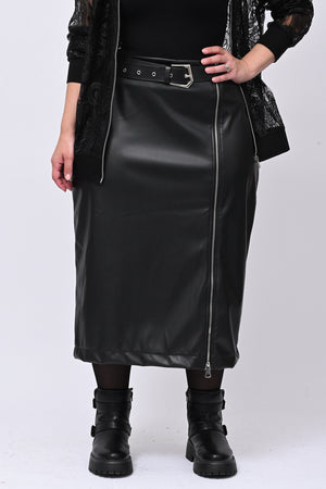Gonna ecopelle zip - Nero