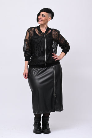 Gonna ecopelle zip - Nero
