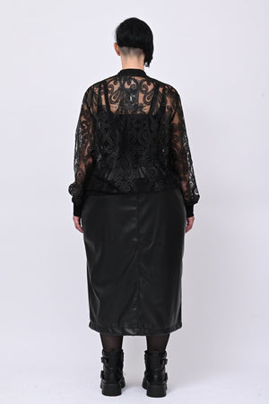 Gonna ecopelle zip - Nero