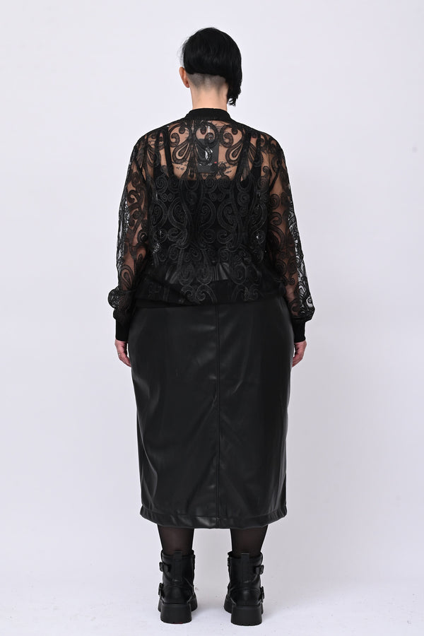 Gonna ecopelle zip - Nero