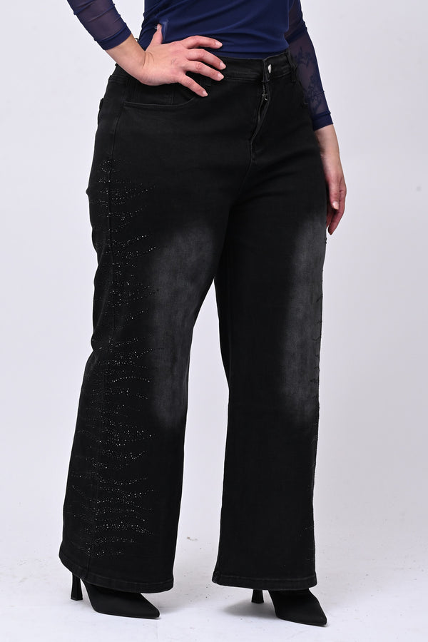 Jeans nero strass - Nero