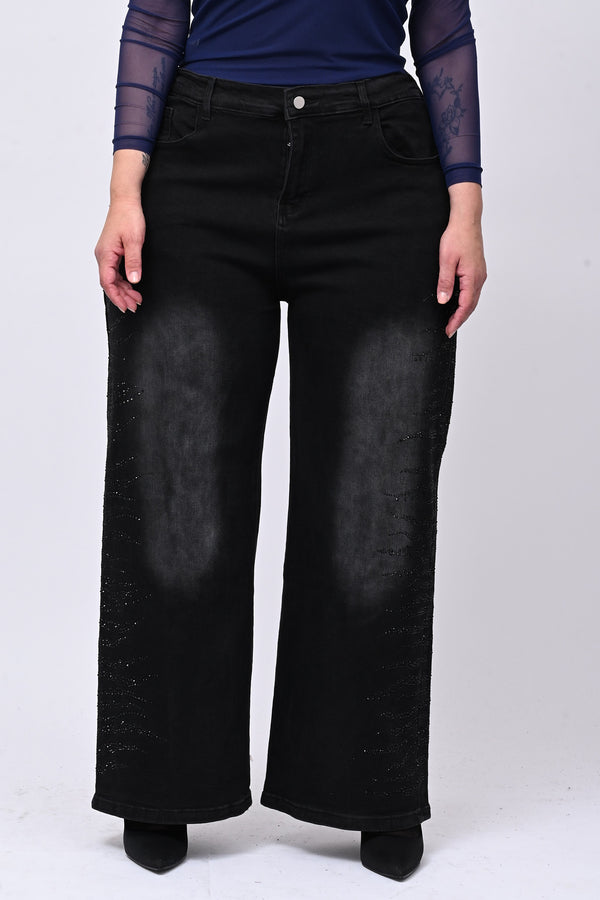 Jeans nero strass - Nero
