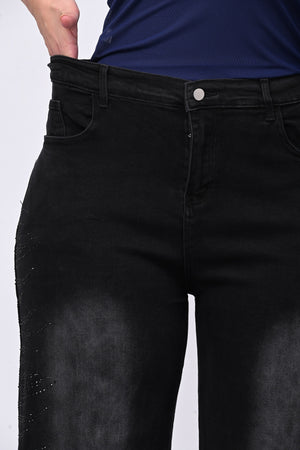 Jeans nero strass - Nero