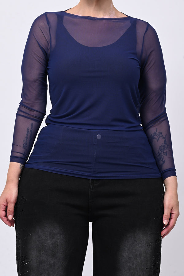 Maglia tulle lunga - Lavagna