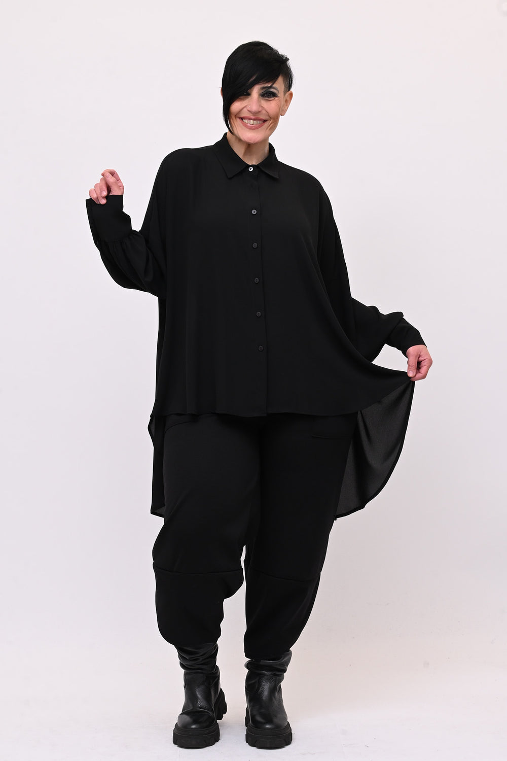 Maxi camicia coda - Nero