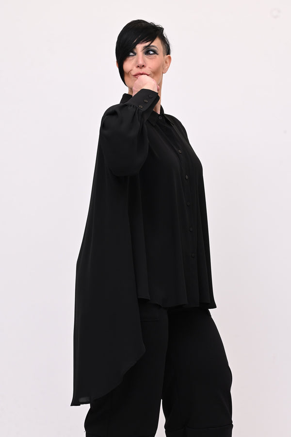 Maxi camicia coda - Nero