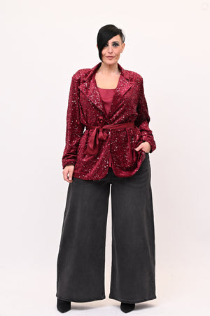 Giacca paillettes cinta - Vino