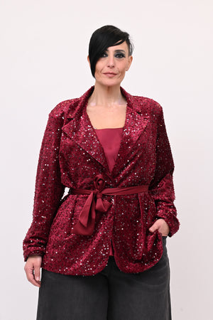 Giacca paillettes cinta - Vino