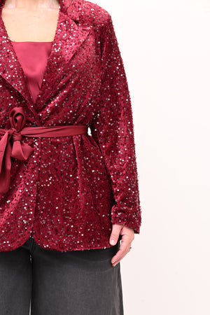 Giacca paillettes cinta - Vino
