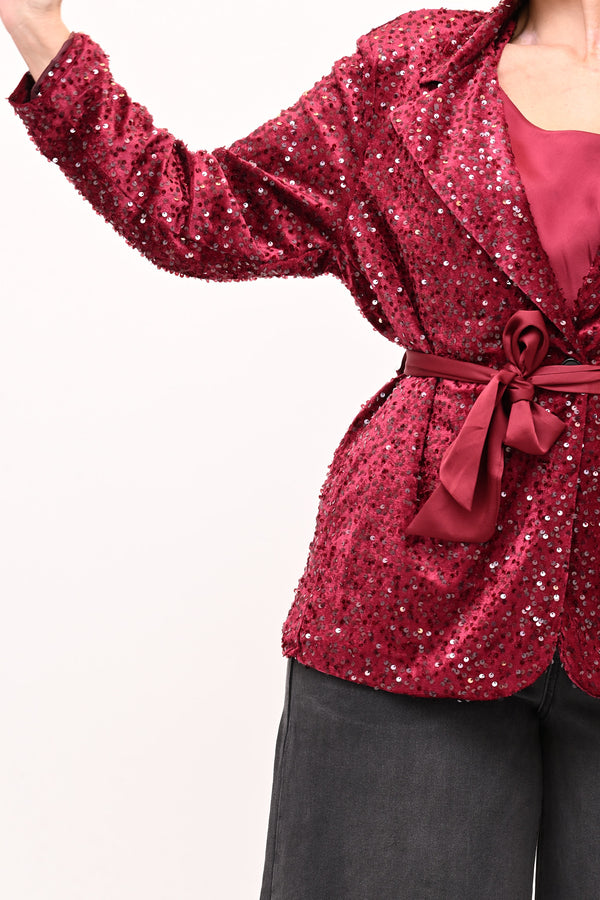 Giacca paillettes cinta - Vino