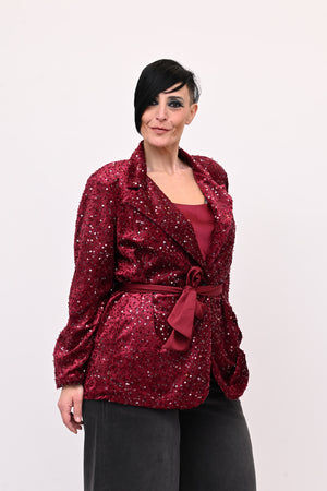 Giacca paillettes cinta - Vino