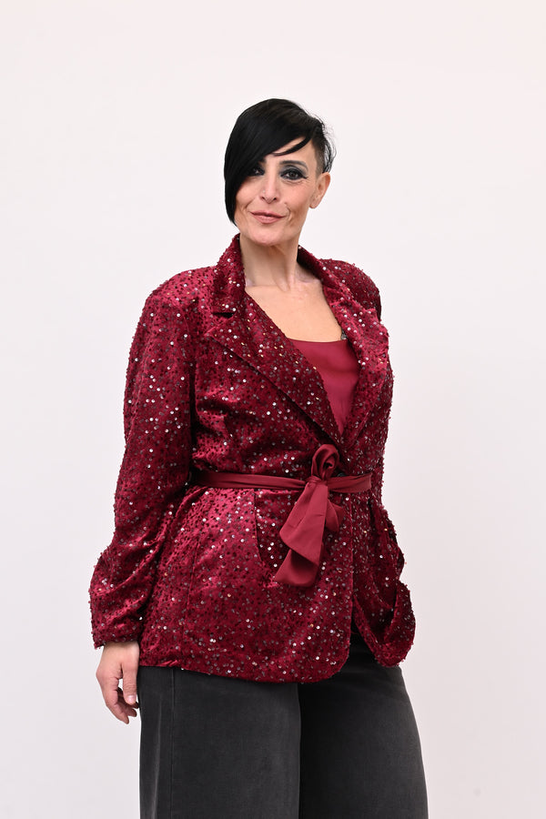 Giacca paillettes cinta - Vino