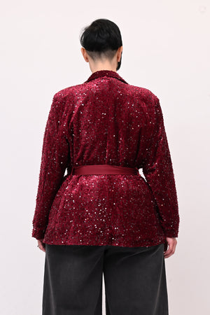 Giacca paillettes cinta - Vino