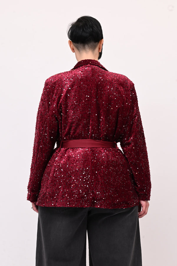 Giacca paillettes cinta - Vino
