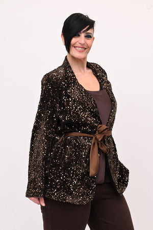 Giacca paillettes cinta - Moro