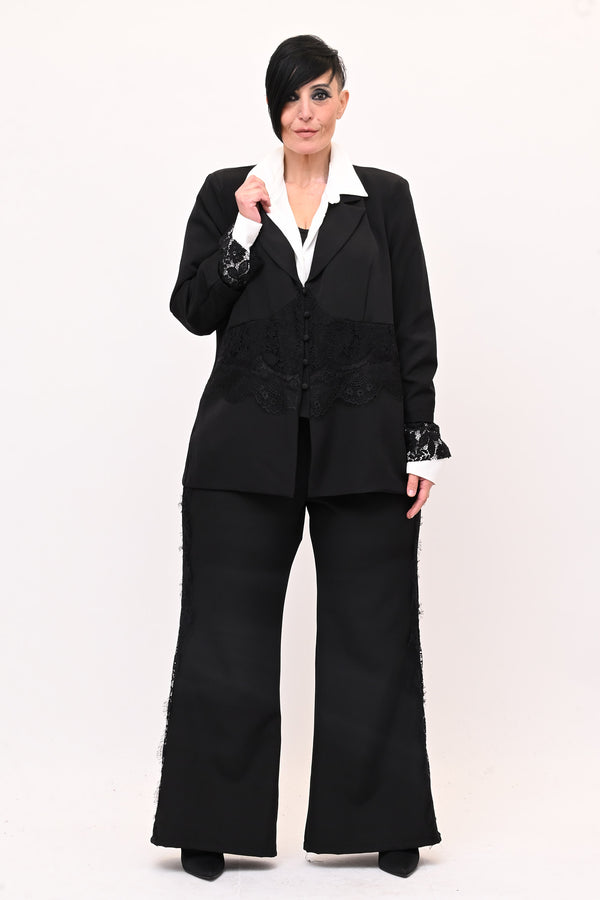 Tailleur inserto pizzo - Nero