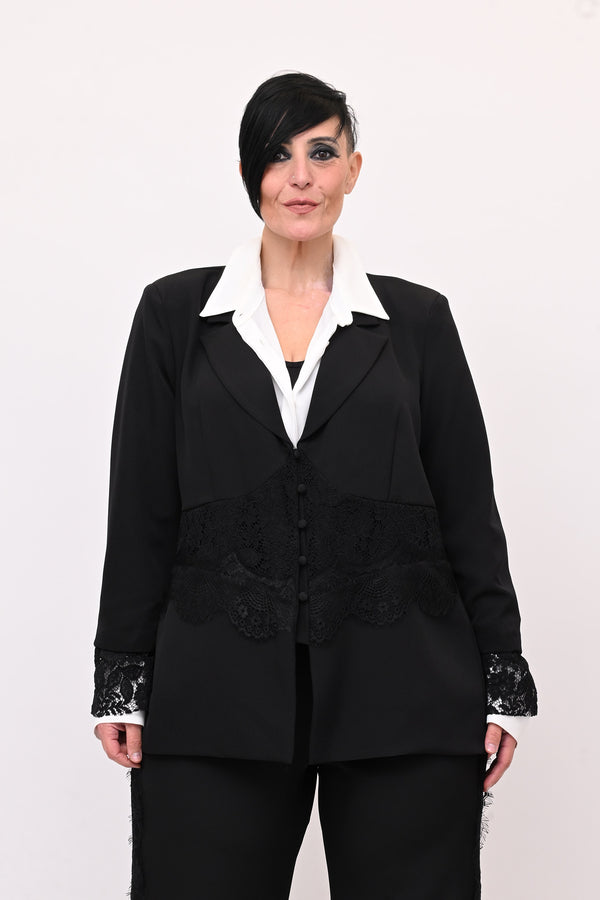 Tailleur inserto pizzo - Nero