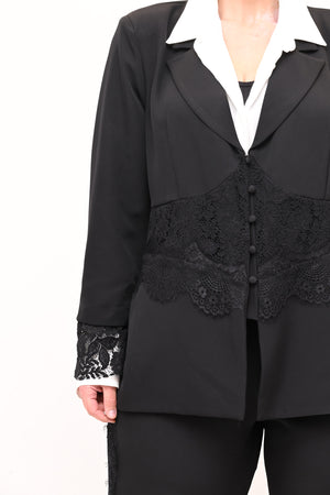 Tailleur inserto pizzo - Nero